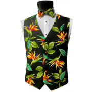 Hawaiian Bird of Paradise II Tuxedo Vest and Bow Tie Set